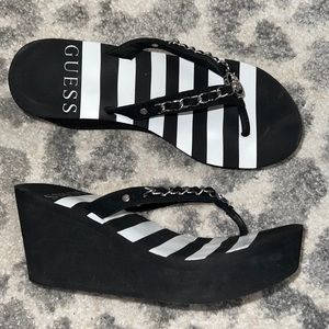 Guess platform flip flops